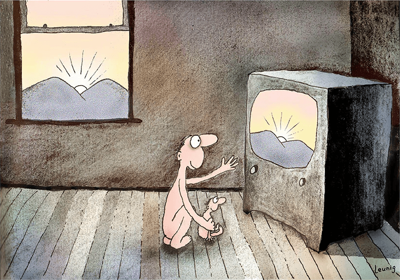 TV Sunrise, by Michael Leunig