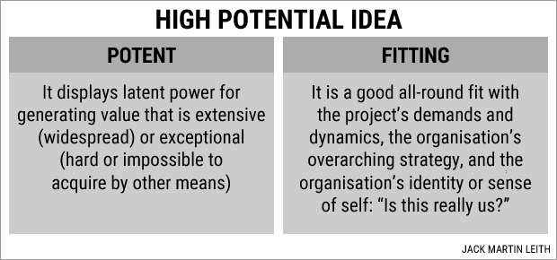 A high potential idea is potent and fitting A high potential idea is potent and fitting